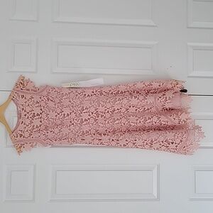 ELIZA J PINK LASER CUT LACE DRESS SIZE 2 NWT